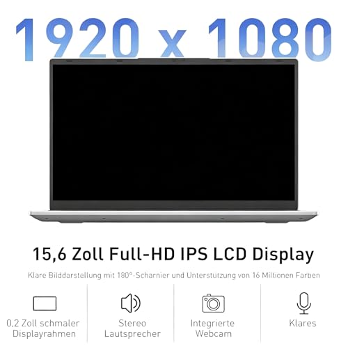 Auusda Notebook 15,6 Zoll, 16GB RAM, 512GB SSD, Fingerabdrucksensor, beleuchtete Tastatur, Ziffernblock, leicht für Schule & Büro