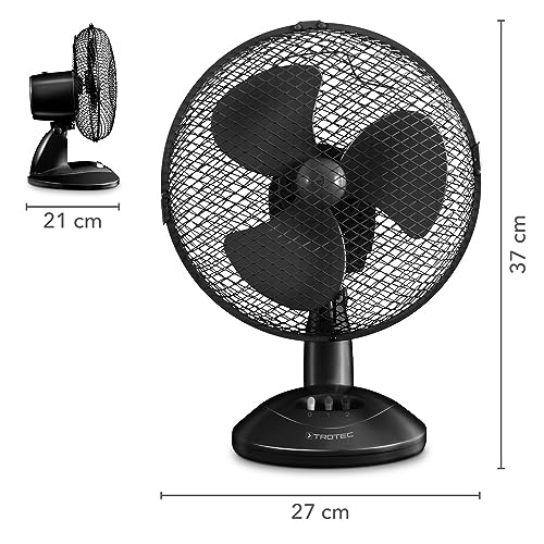 TROTEC TVE 8 Tischventilator | 25 Watt, oszillierend 90°, 2 Stufen, Ø 23 cm und sehr leise, schwarz
