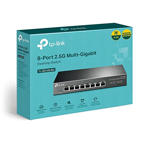 TP-Link TL-SG108-M2 8× 2.5-Gigabit Ports Ethernet LAN Switch(Plug-and-Play,Metallgehäuse, QoS, IGMP-Snooping, Ideal für 2.5G NAS, Server, Gaming-Computer, WiFi 6 AP, 4K-Video) schwarz