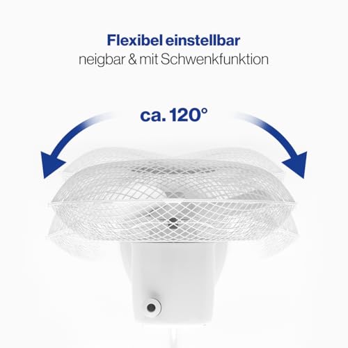 Clatronic® Ventilator mit Schwenkfunktion | Ventilator leise 2 Stufen | Ø 23 cm | Tischventilator 30W | Fan | Tischventilator sehr leise | VL 3601 weiß