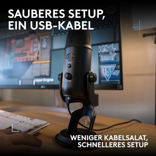 Logitech G Blue Microphones Yeti Mikrofon für Aufnahmen, Gamer USB-Mikrofon | Professionelles Youtube-Mikrofon für Streaming, Podcasting, Gaming, Voiceover, Plug 'n Play auf PC und Mac, PC-Mikrofon