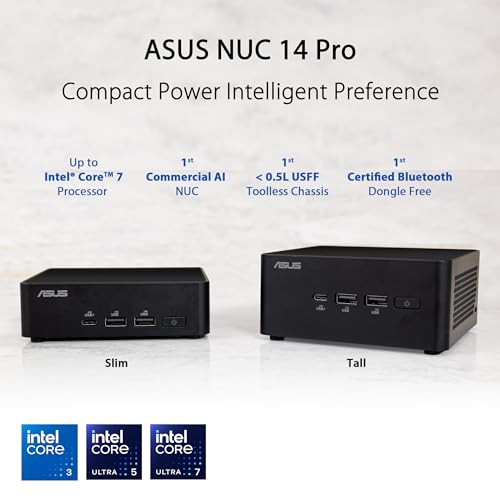 ASUS NUC 14 Pro Kit Tall Revel Canyon Intel Core 3 100U ohne Netzkabel - 90AR0072-M00010