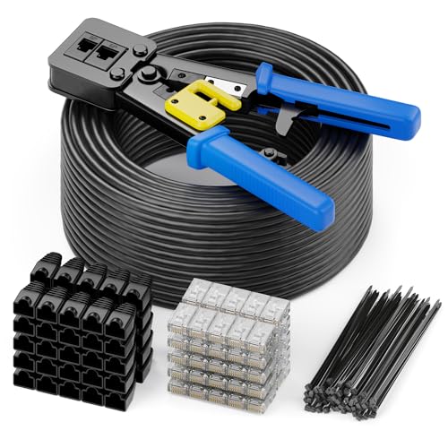 deleyCON 100m CAT6 Verlegekabel Set UTP 250MHz AWG24 CCA - Schwarz
