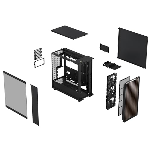Fractal Design North XL PC Gaming Gehäuse - E-ATX Full-Tower | Charcoal Black mit 3x 140-mm-Aspect-PWM-Lüftern, USB Typ-C, bis 413 mm GPU-Platz, 420-mm-Radiator-kompatibel