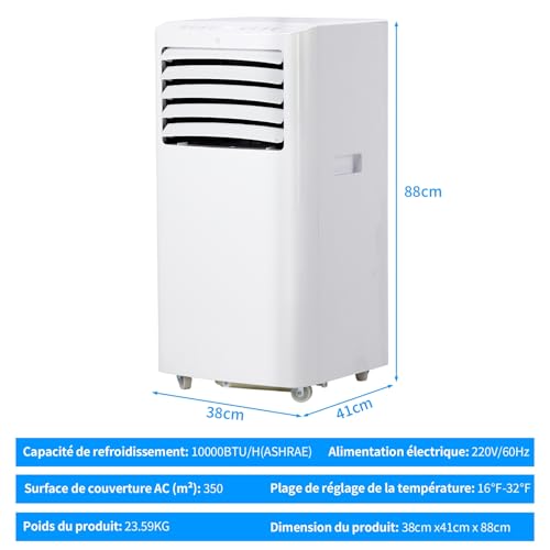 LEADZM Mobile Klimagerät 12000BTU 1350W Abluftschlauch 3 Funktionen