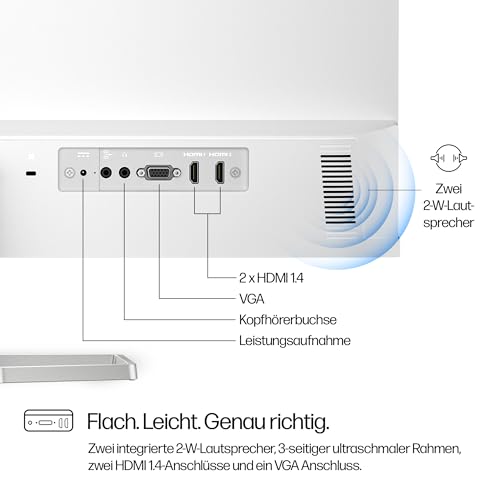 HP Series 5 527sa FHD IPS Monitor mit Lautsprechern | 68,6 cm (27 Zoll) | 100Hz | 1500:1 Kontrast | 99% sRGB | Dual-HDMI 1.4 | VGA | Audio-Aus-/Eingang | Entspiegelt | Neigbar | Nachhaltig | Weiß