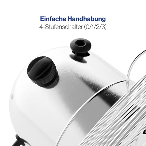 ProfiCare® Ventilator mit Schwenkfunktion I Ventilator leise 3 Stufen I Ø 30 cm I Tischventilator 35W I Fan I Tischventilator sehr leise I PC VL 3063 M chrom