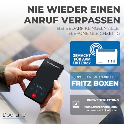 DoorLine Slim DECT Farbe: Weiß von Telegärtner Elektronik l Clevere Türstation l per Knopfdruck mit der AVM FRITZ!Box zur Tür-Sprechanlage gekoppelt l erweiterbar zur Video-Sprechanlage I