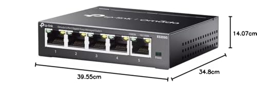 TP-Link Omada ES205G 5-Port Gigabit Easy Managed Switch, Plug & Play, Metallgehäuse mit lüfterlosem, geräuschlosem Design, Isolation, VLAN, IGMP-Snooping, Zentrales Cloud-Management