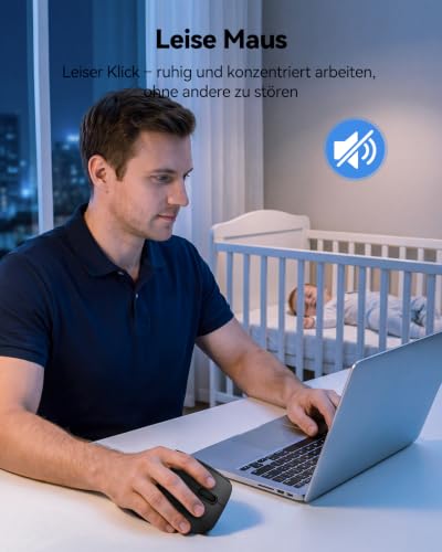 TECKNET Ergonomische Maus Kabellos, Bluetooth Vertikale Maus (BT 1+BT 2+2.4G), 5 Einstellstufen bis 4800 DPI, USB-A-Empfänger, Wiederaufladbar Leise Funkmaus für Laptop PC Computer Windows, Schwarz