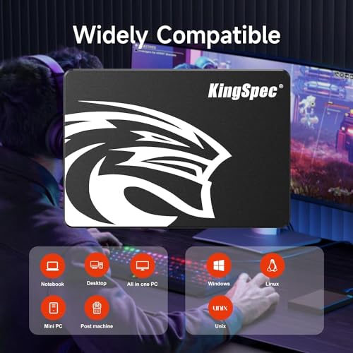 KingSpec 1TB 2 5 Zoll SATA SSD, 2.5 inch SATA III 6Gb/s Interne Solid State Festplatte - 3D NAND Flash, Kompatibel mit PS4/Desktop/Laptop