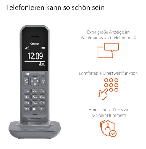Gigaset CL390HX - Design DECT-Mobilteil mit Ladeschale - Fritzbox-kompatibel - Schnurloses Telefon für Router und DECT-Basis - 2 Akustik-Profile, grau [Deutsche Version] [Ohne Basis]