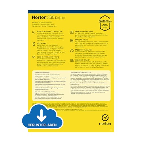 Norton 360 Deluxe inkl. Utilities Ultimate 2025 | 5 Geräte | 1 Jahr | Aktivierungscode per Email