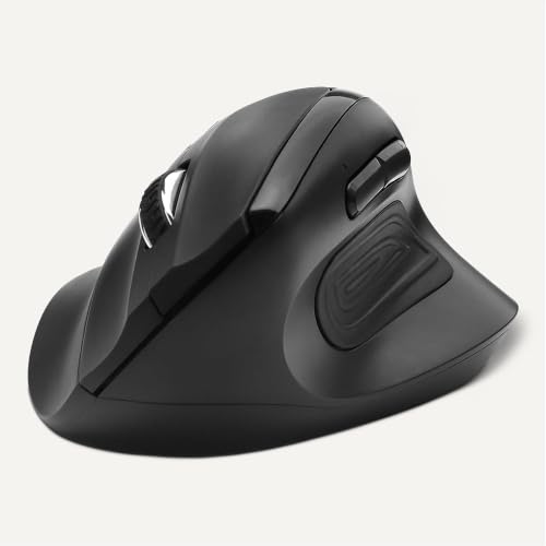 Amazon Basics Vertikale kabellose Computermaus für Laptop und Schreibtisch-PC, 6 Tasten, Rechtshänder, Geeignet für mittlere bis große Handflächen, Schwarz