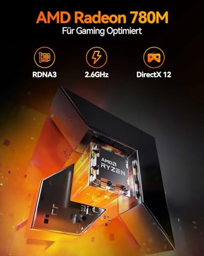 GEEKOM A8 Office Mini PCs mit AMD Ryzen 7 8745HS 16GB DDR5 1TB SSD | (max.96GB + 4TB), 3-Jahren-Garantie, AMD Radeon 780M,6X USB, 8K für Homeoffice
