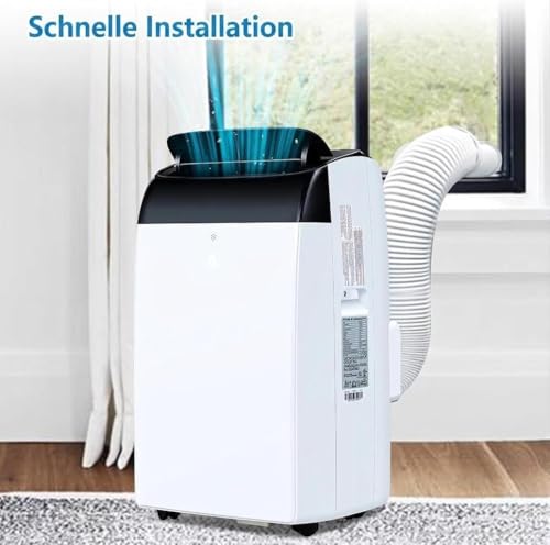 3-in-1 Mobiles Klimagerät 10000 BTU – Schnelles Kühlen, Ventilator & Luftentfeuchter – Energieklasse A+, leiser Betrieb, 2 Geschwindigkeiten, 24h-Timer, Fernbedienung – Für Zuhause & Büro – Schwarze