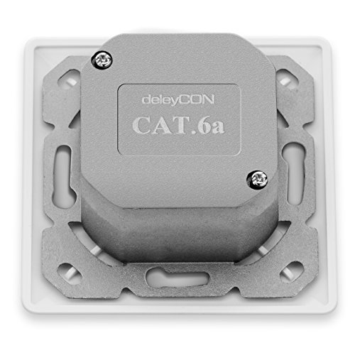 deleyCON CAT6a Universal Netzwerkdose 1x RJ45 Port geschirmt, 1 Stück, Weiß