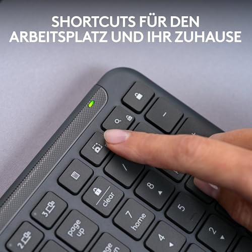 Logitech Signature Slim K950 kabellose Tastatur | Schlankes Design, Multi-Geräte-Wechsel beim Tippen, leise, Bluetooth, Multi-OS, Win/Mac/Chrome, DEU QWERTZ-Layout - Graphit