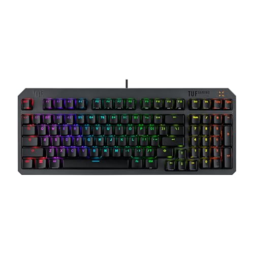 ASUS TUF Gaming K3 Gen II Gaming-Tastatur mit 97 Tasten, opto-mechanische RGB-Switches, Silikondichtung, stoßdämpfender Schaumstoff, wasserdicht IP57, abnehmbare Oberplatte und Aura Sync, AZERTY