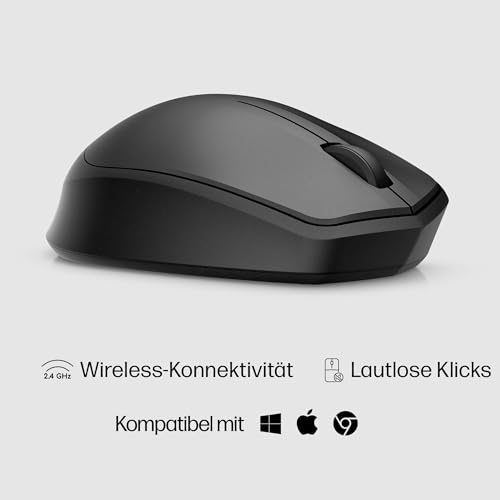 HP 280 Silent Wireless Maus (besonders leises Klicken, Lange Akkulaufzeit, Dongle) schwarz