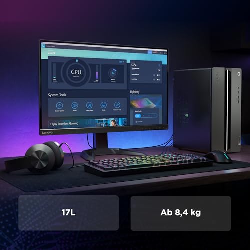 Lenovo LOQ Tower Gaming Desktop-PC | NVIDIA GeForce RTX 5060 | Intel Core i5-14400F |16GB RAM | 1TB SSD | Win11 Home | Luna Grau - Raven Schwarz | 17L | 3 Monate GamePass | 3 Monate Premium Care