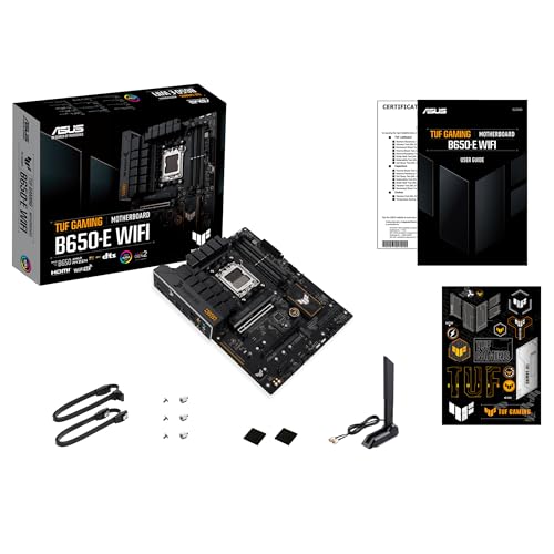 ASUS TUF Gaming B650-E WiFi Mainboard Sockel AMD AM5 | Ryzen 7000, ATX, PCIe 5.0, DDR5-Speicher, WiFi 6E, USB 3.2 Gen 2x2 Typ-C, Aura Sync