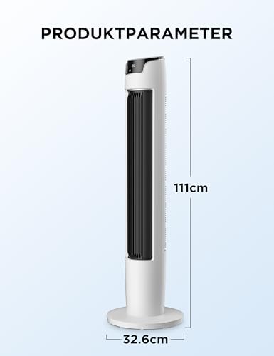 Midea FZ10-16AR Column Fan with Remote Control | 4 Modi, 3 Geschwindigkeiten, Oszillation, 12H Timer, Leiser Betrieb, Schwarz