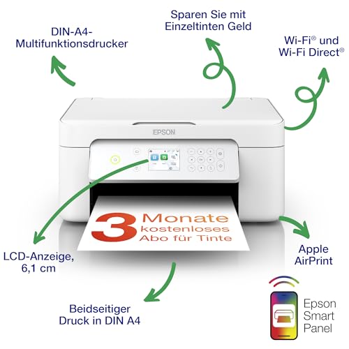 Epson Expression Home XP-4205 3-in-1-Tinten-Multifunktionsdrucker, Scanner, Kopierer, WLAN, Einzelpatronen, Duplex, 2,4-Zoll-Display, DIN A4, inkl. 3 Monate ReadyPrint Flex-Tintentarif