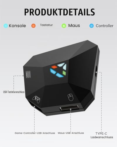 Semaiki Adapter Maus Tastatur Kompatibel mit Controller PS4/PS3/Switch/XBOX | Gaming Tastatur Maus konverter für NS Switch/PS3/PS4/Xbox One/Xbox 360