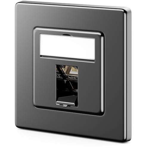 deleyCON CAT7 Netzwerkdose 1 Port 10 Gigabit Unterputz, 1 Stück - Schwarz | Ethernet LAN Dose, Anschlussdose, Datendose geschirmt, CAT 7 Keystone RJ45, DSL Netzwerk Patchkabel Verlegekabel