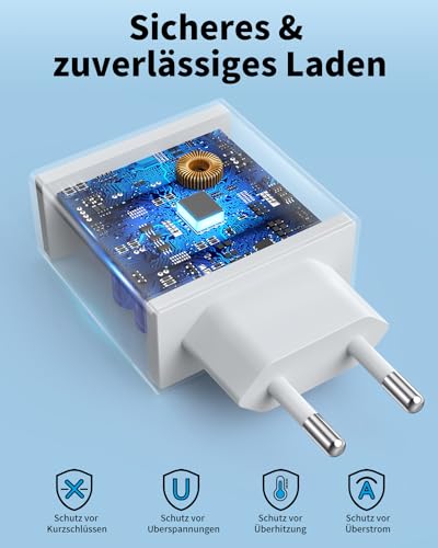 25W Schnellladegerät und Ladekabel für iPhone 14/14 Plus/14 Pro/14 Pro Max/13 12 11 SE, 4-Pack USB C Ladegerät 2M Schnellladekabel Stecker Netzteil Power Adapter Ladestecker Netzstecker