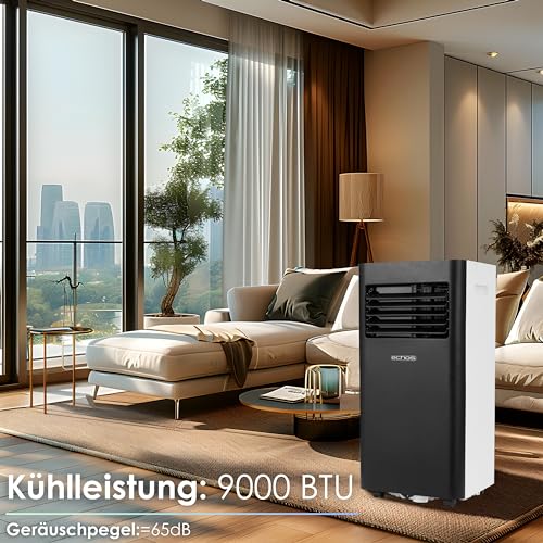 Echos Klimaanlage 3in1 WIFI mobil Fensterabdichtung mit Abluftschlauch 24h Timer Fernbedienung 9000 BTU 3 Modi Aircooler Klimagerät mobile Klimaanlage Air Cooler Klima Anlage Air Conditioner