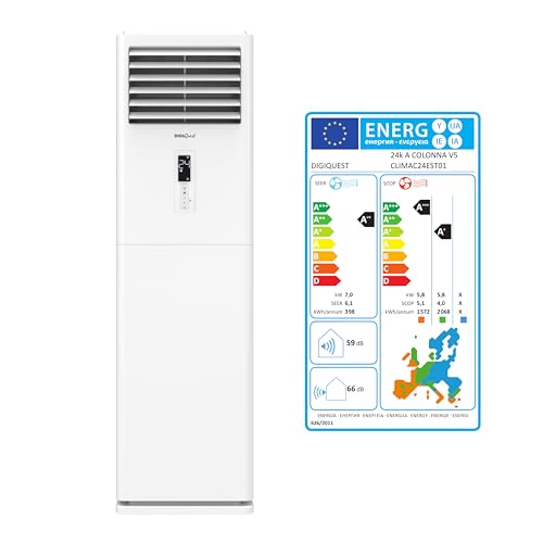 DIGIQUEST Säulenklimaanlage 24000BTU Inverter V5 | integriertes WiFi | R32 | A++ Kühlung/A+++ Heizung | I Feel | 3D-Luftstrom | Turbo | Nacht | SEER 6,1 | SCOP 5,1 | CLIMA00074