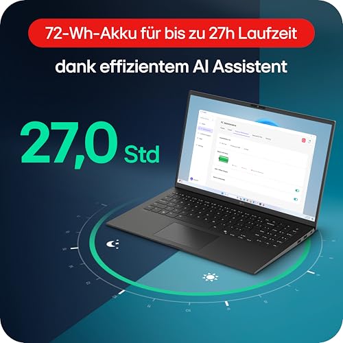 LG gram 15 15Z80T-G.AU75G (15,6 Zoll) IPS Notebook, AMD Ryzen™ AI 7 350, 16GB RAM, 512GB SSD, AMD Radeon™ 860M, federleicht (1,290 kg), 72 Wh, Schwarz