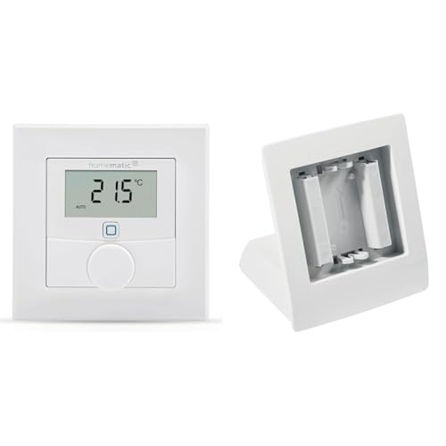 Homematic IP Smart Home Wandthermostat mit Luftfeuchtigkeitssensor + Tischaufsteller, digitales Thermostat Heizkörper/Fußbodenheizung, App, Alexa, Google Assistant, Temperaturmessung, Energie sparen