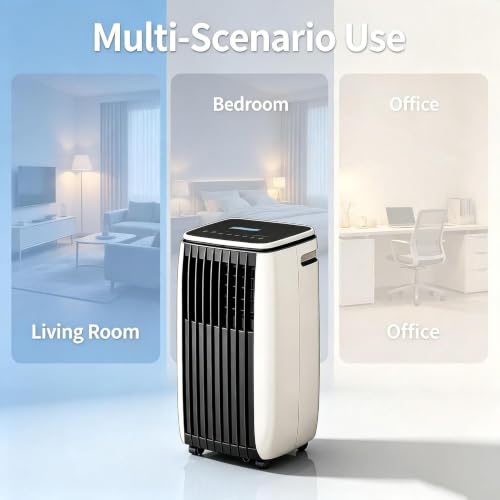 14000 BTU Mobile Klimaanlage 2-in-1 mit Kühlung und Heizung, freistehendes Klimagerät mit Rollen, leistungsstarke Lüftung für Wohnzimmer und Büro,, C+Hot & Cold 12000 BTU, C+Hot & Cold 12000 BTU