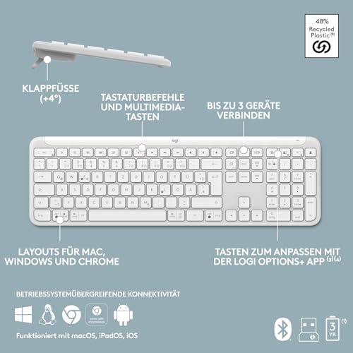 Logitech MK950 Signature Slim kabelloses Tastatur-Maus-Set