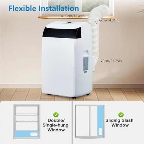 JustSmart Mobile Klimaanlage 12000 BTU, Klimaanlage Mobil mit Abluftschlauch, Kühlung, Belüftung, Entfeuchtung, Follow-Me, Leises 4-in-1 Klimagerät Ideal für Räume bis 51㎡ – Weiß