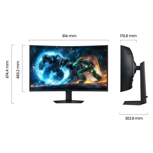 Samsung Odyssey G75F Curved Gaming Monitor, 37 Zoll | 3840 x 2160, 165 Hz, 1 ms (G/G), 1000R, VESA DisplayHDR 600 HDR10+, AMD FreeSync Premium Pro, LS37FG756EUXEN