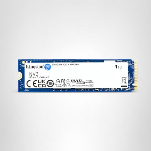Kingston NV3 NVMe PCIe 4.0 Interne SSD 1TB M.2 2280-SNV3S/1000G | Lesen/Schreiben bis 6.000/4.000MB/s, Gewicht 7g, für Desktop-PCs und Notebooks