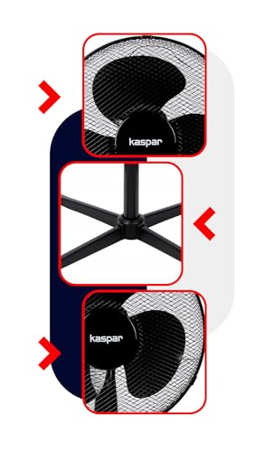 Kaspar Ventilator Standventilator mit 3 Windgeschwindigkeiten Oszillationsfunktion Schwenkfunktion 40 W 40 cm Durchmesser Höhenverstellbar Kreuzfuß Grau