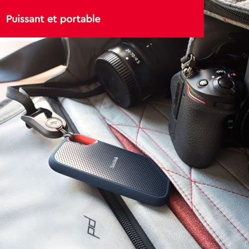 SANDISK Extreme Portable SSD 500 GB - bis zu 1.050 MB/s Lesen - Schwarz | Externe SSD, kompatibel mit PC & Mac, IP65-Wasser- & -Staubschutz, 256-Bit-Verschlüsselung, USB 3.2 Gen 2, USB-C