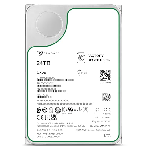 Seagate Exos 24TB Interne Server Festplatte ST24000NM000C 3,5 Zoll HDD SATA 6Gb/s 7200RPM 512MB (Factory Recertified)