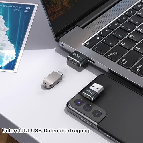 EasyULT USB C Adapter, USB auf Typ C Adapter, Typ C Buchse zu USB-A für iPhone 16/15/14/13/12, iPad mini/Air, Samsung Galaxy S25 A55 Ultra und Andere Smartphone & Tablet (Schwarz)