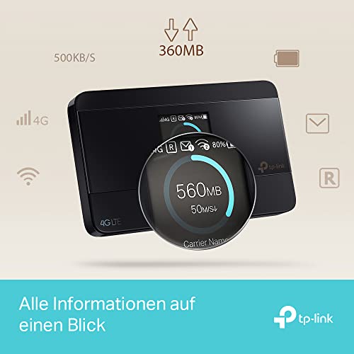 TP-Link M7350 Mobiler 4G LTE WLAN Router, bis 150 Mbit/s, Farb-LCD, 2000-mAh-Akku (bis zu 8 Std.), verbindet bis zu 10 Geräte, kompatibel mit Allen europäischen SIM-Karten