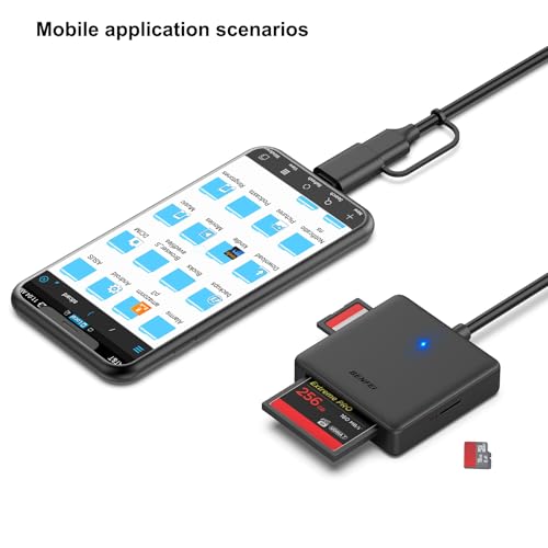 Speicherkartenleser, BENFEI 4 in 1 USB USB-C auf SD Micro SD MS CF Kartenleser Adapter