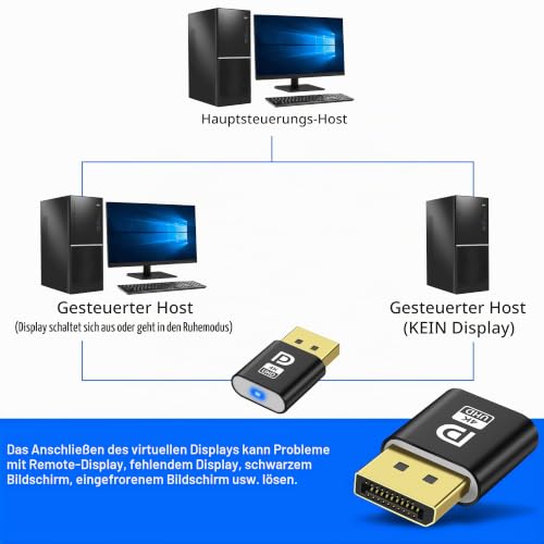 MEIRIYFA Display Port Headless Ghost Display Emulator, 4K DisplayPort Dummy Plug EDID Emulator Virtual Display Adapter für Krypto Mining, Remote Server, virtuelle Desktops (2PCS)