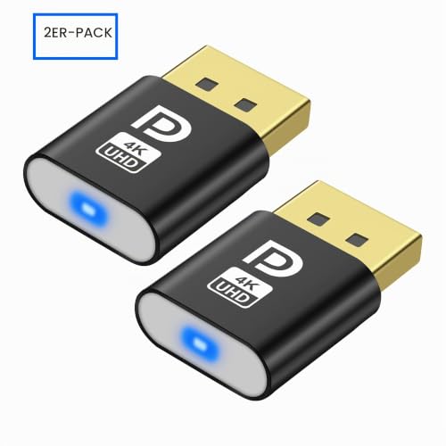 MEIRIYFA Display Port Headless Ghost Display Emulator, 4K DisplayPort Dummy Plug EDID Emulator Virtual Display Adapter für Krypto Mining, Remote Server, virtuelle Desktops (2PCS)