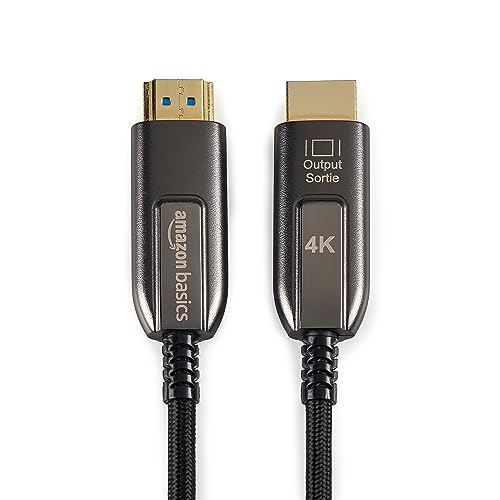 Amazon Basics Glasfaser-HDMI-Kabel, umflochten, Hochgeschwindigkeitskabel, 10 m, Schwarz