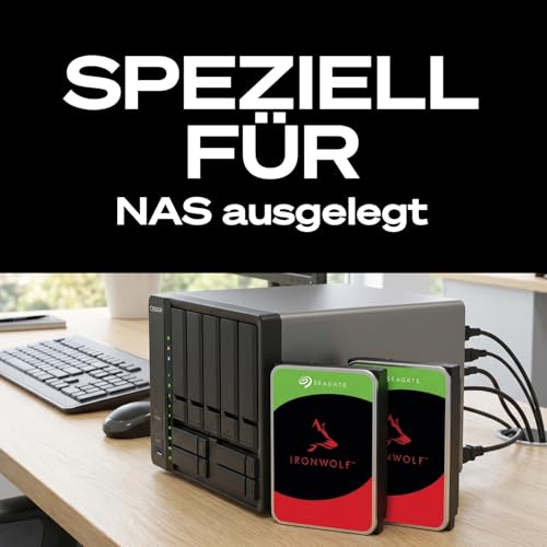 Seagate 8TB IronWolf Interne NAS-Festplatte | SATA 6 Gb/s (ST8000VNZ02) | 5400 U/Min. 24/7 NAS-optimierte HDD. AgileArray, All-CMR, RV-Sensoren für Multi-Bay, 180TB/Jahr. 3 Jahre Garantie + Rescue